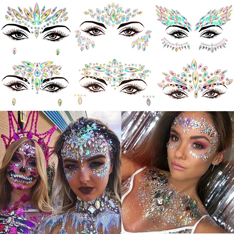 Beauty Gems Makeup - ملصقات وجه ثلاثية الأبعاد مرصعة بالأحجار