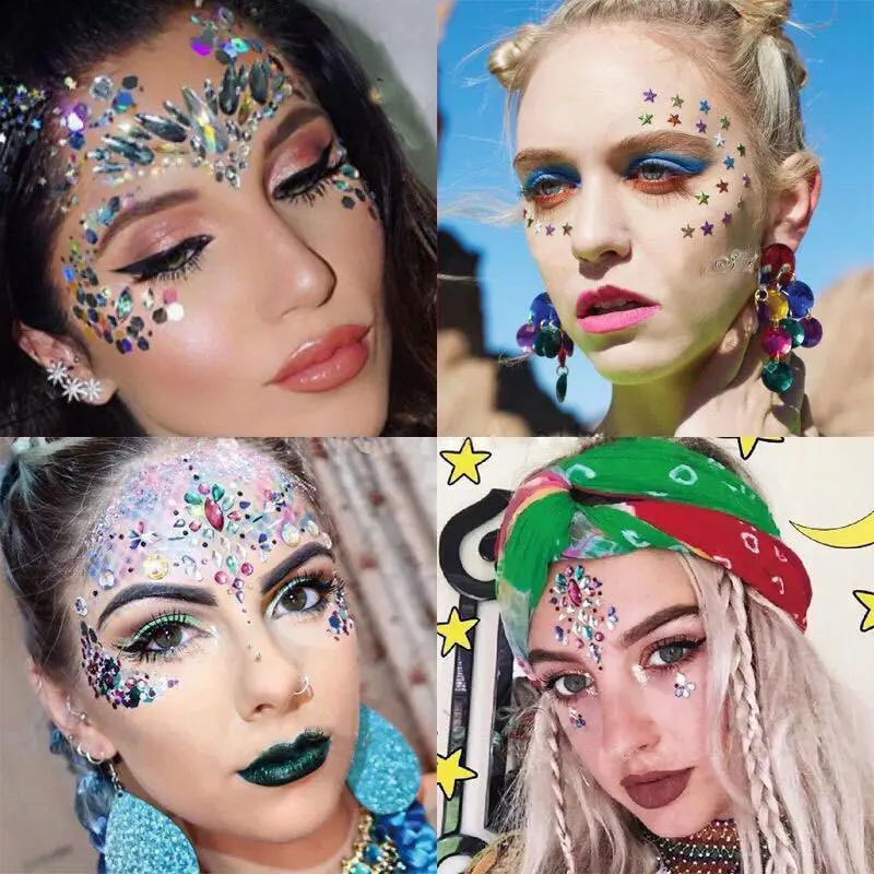 كريستال الوجه جواهر لصاقات وشم - مراجعة Beauty Gems Makeup وسعره